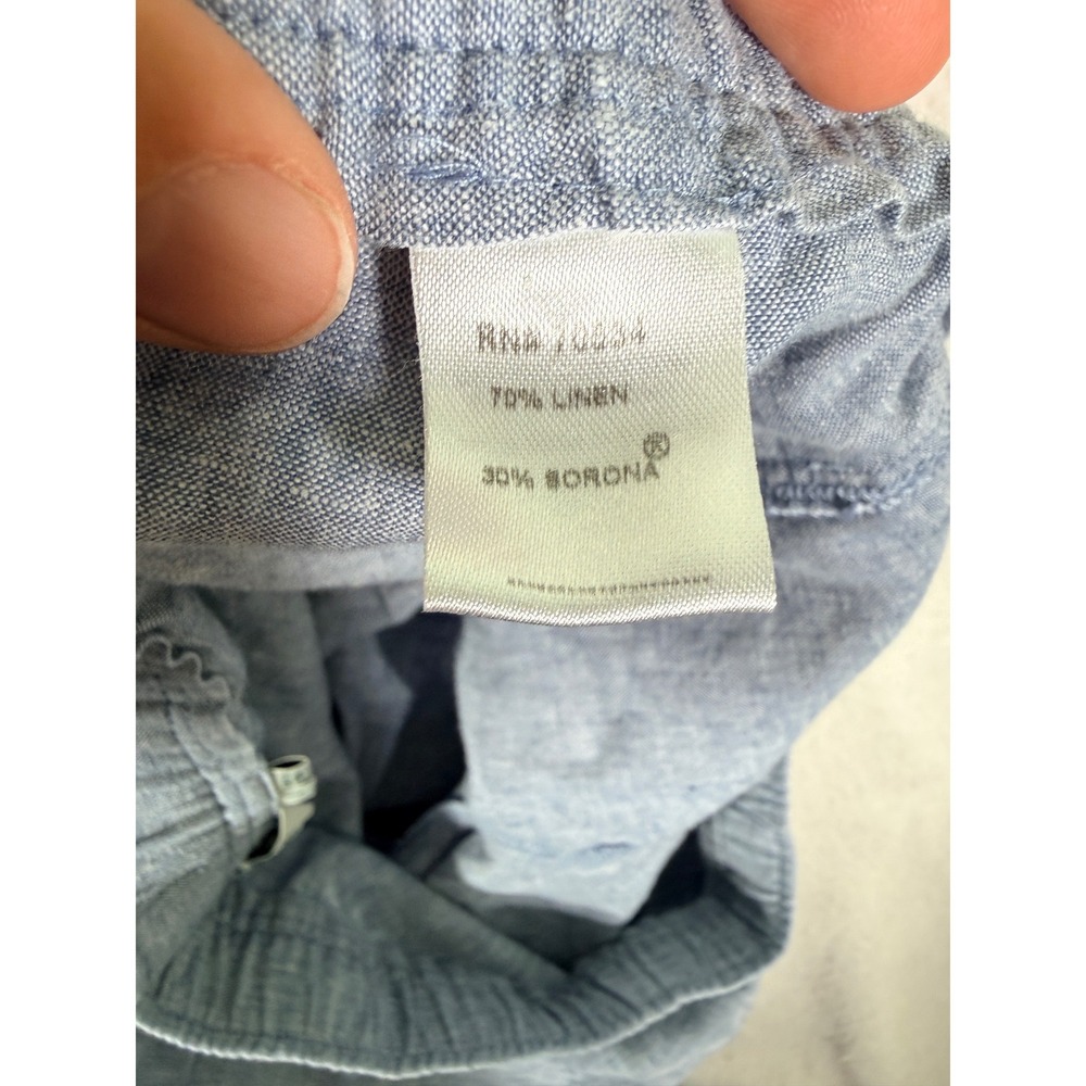 Orvis Linen Blend Pants Drawstring Light Blue Chambray Straight Leg Women Large - Picture 6 of 13